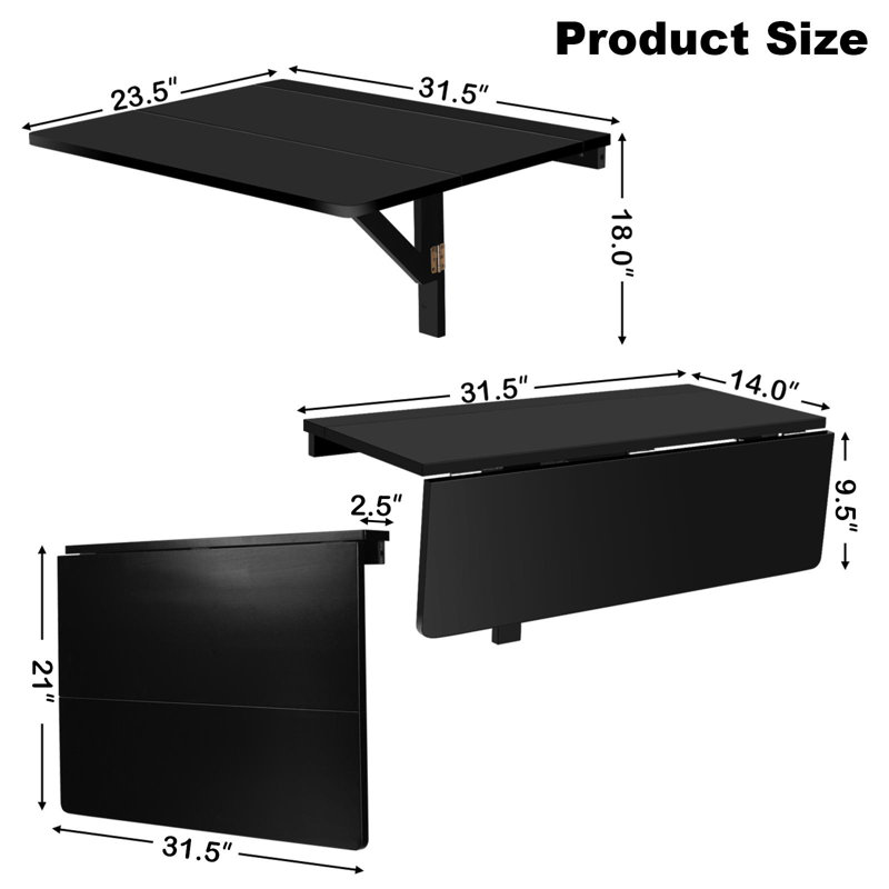 Alimzhan Solid Wood Base Floating Desk, Black