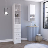 Magna Linen Cabinet with 4 Drawers and 3 Open Shelves