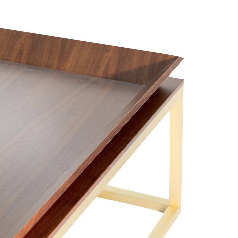 Table basse Le Frame, Laiton poli, Chêne