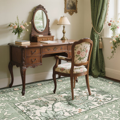 Floral Machine Printed Area Rug