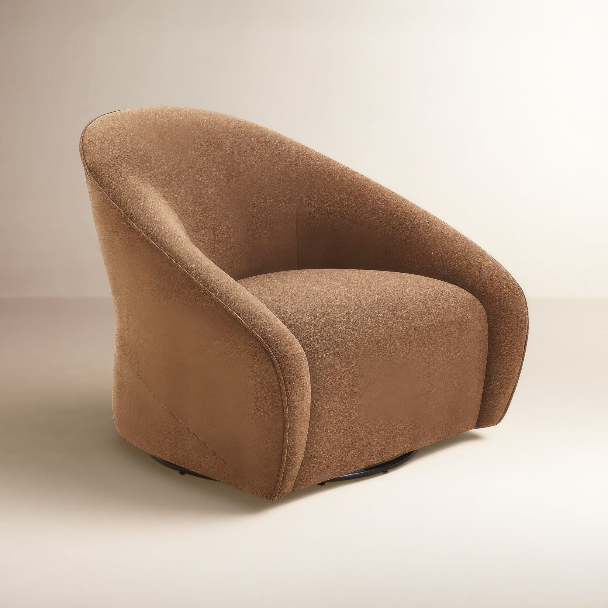 Miley Oversized Upholstered Swivel Accent Chair, Elite Camel Linen