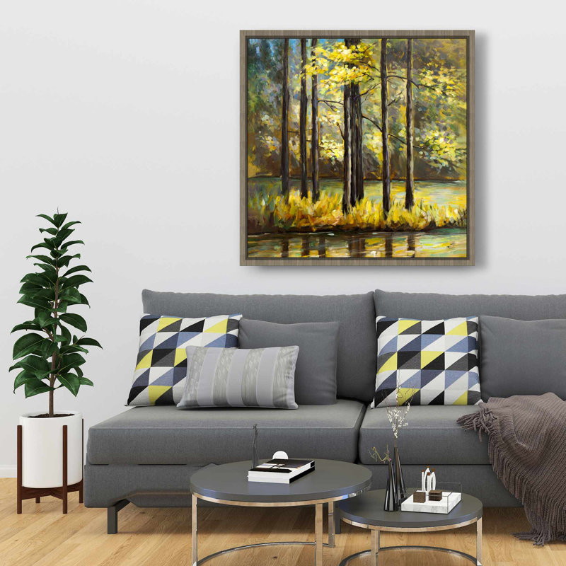 Trees in the Middle of the Lake - Bureau, toile encadrée jaune