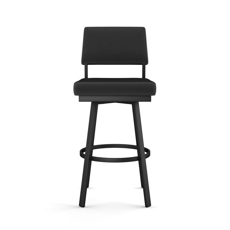 Amori Swivel Counter & Bar Stool, Bar Stool (30.13" Seat Height), Black, Black