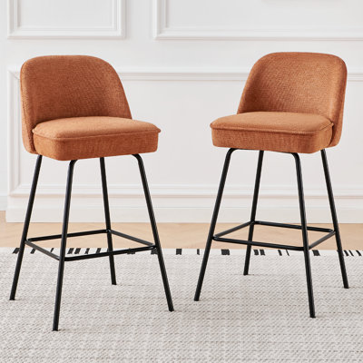 Padded 73cm Linen Upholstered Bar Stool with Spring