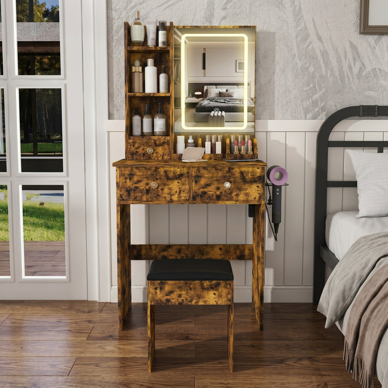 Bureau de coiffeuse moderne, Brun antique