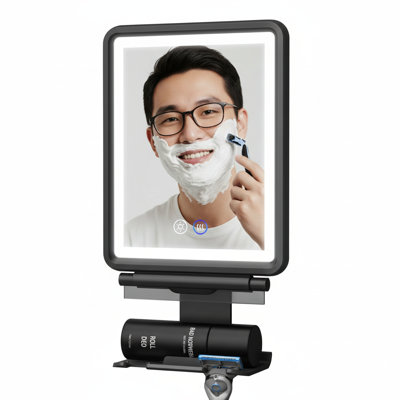 Miroir de douche chauffant sans brouillard pour le rasage et le maquillage, à intensité variable 3 couleurs, rechargeable