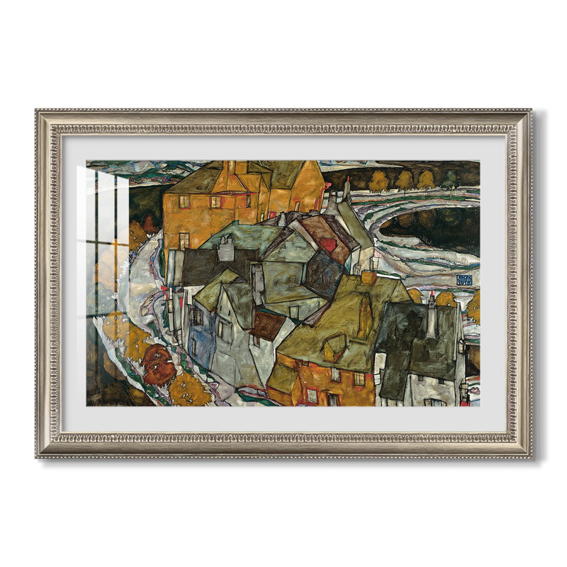 Crescent of Homes II (Island Town), 1915 - Egon Schiele - Toile encadrée sur mesure, Oui, Satin d'étain perlé, 30 x 44