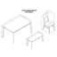 Ensemble de table de salle à manger 6 pièces, une table, un banc et quatre chaises, plateau de table blanc ultrabrillant de couleur chêne clair
