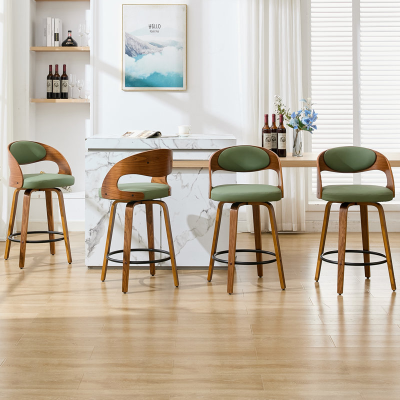 Tabourets pivotants en similicuir de 26 po avec repose-pieds Kovacs, Vert, Tabouret de comptoir (siège d'une hauteur de 25,9