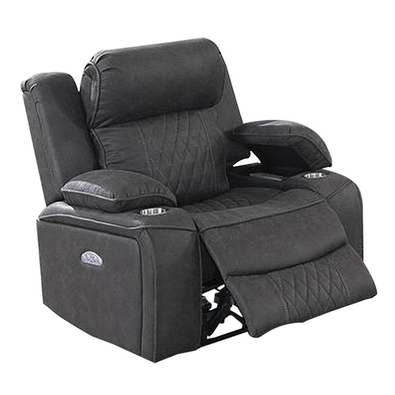 Saidel 37.75" Wide Power Standard Recliner, Gray Faux Leather