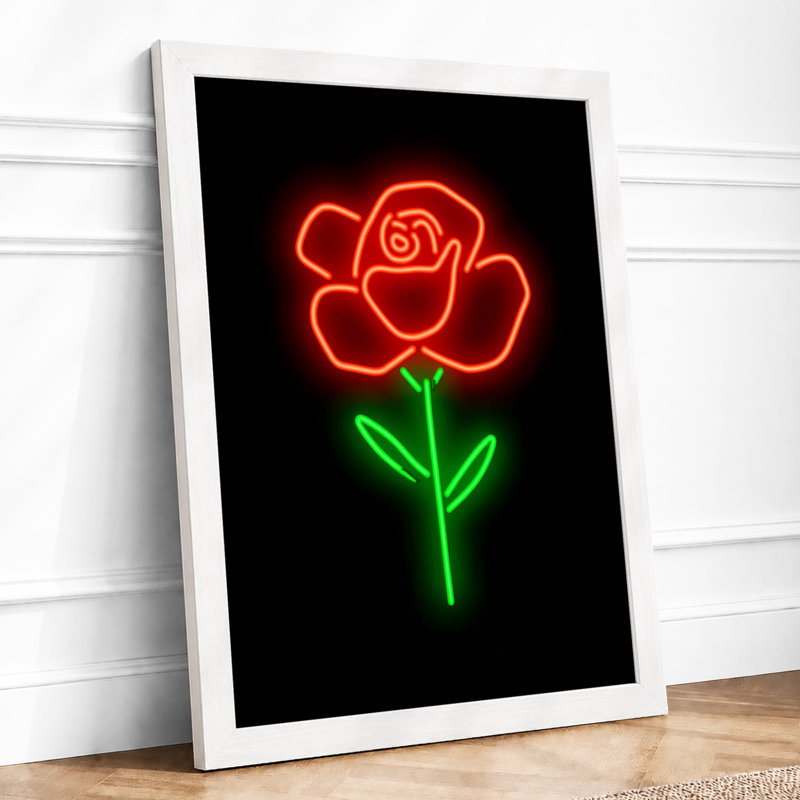 Neon Rose Modern - Print, A4 - 29.7 x 21.0 cm, White