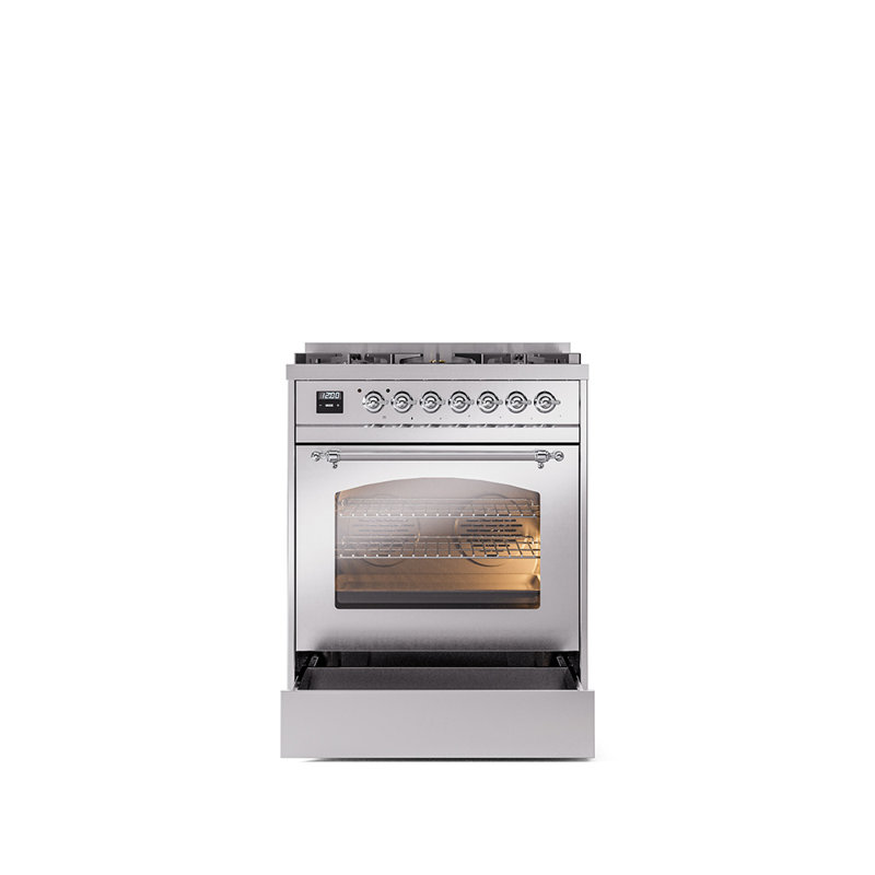 ILVE Nostalgie II 30 in Dual Fuel Range, Stainless Steel/Chrome, Natural Gas