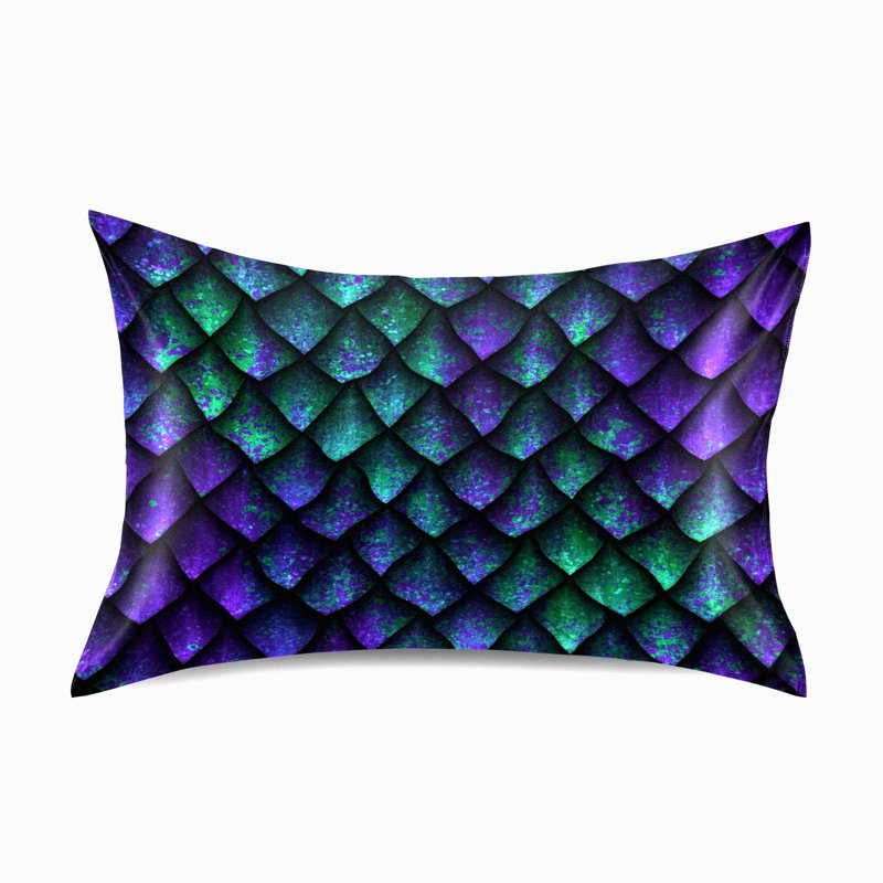 Cooling Silk Dragon Scales Pillowcase - Envelope Closure, Standard Size - Slip Texture for Hair - Breathable Pillow Covers - 20x26 inches