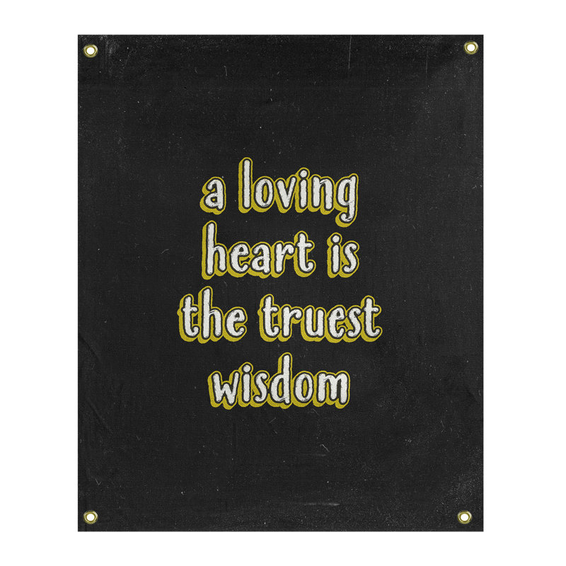 Tapisserie en polyester avec citation en polyester, H 80 po x l 59 po, Jaune