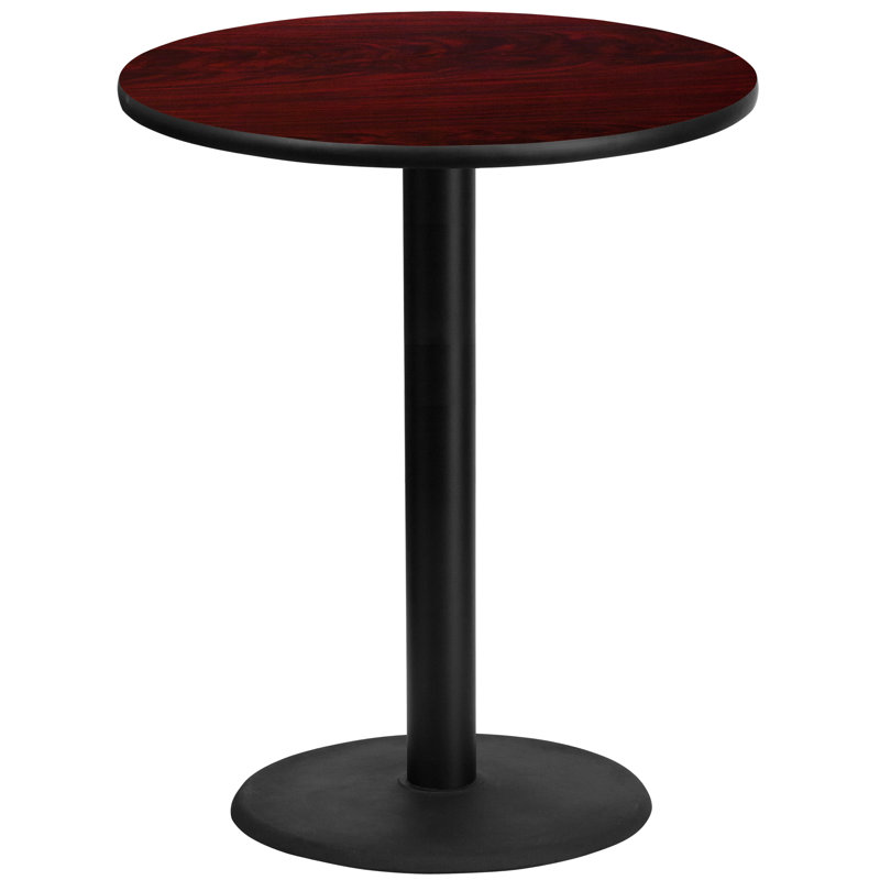 Plateau de table rond en stratifié de 24 po avec base de bar ronde de 18 po Jamey, H 43,12 po x l 36 po x L 36 po, Acajou
