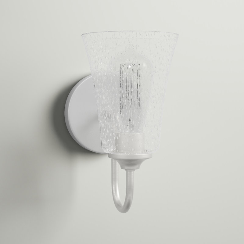 Raizel Armed Sconce, Clear Seeded, Brushed Polished Nickel