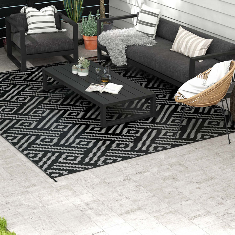 Outsunny Reversible Outdoor Rug, Waterproof Plastic Straw Floor Mat,Portable Rv Camping Carpet With Carry Bag,Large Floor Mat For Backyard,Deck,Picnic,Beach
