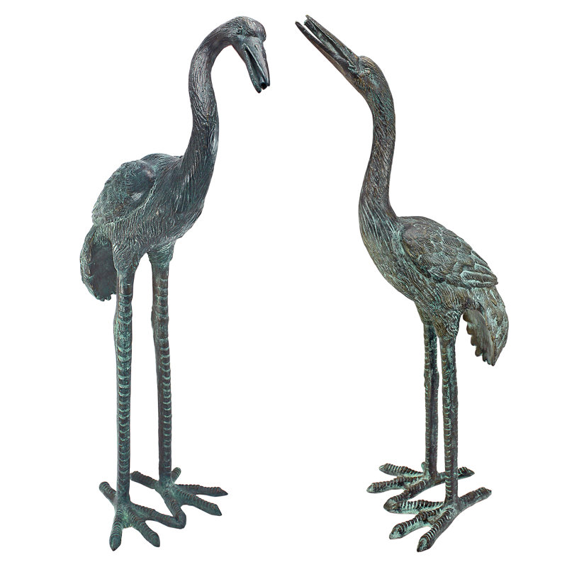 Bird Crane Metal Garden Statue, Small