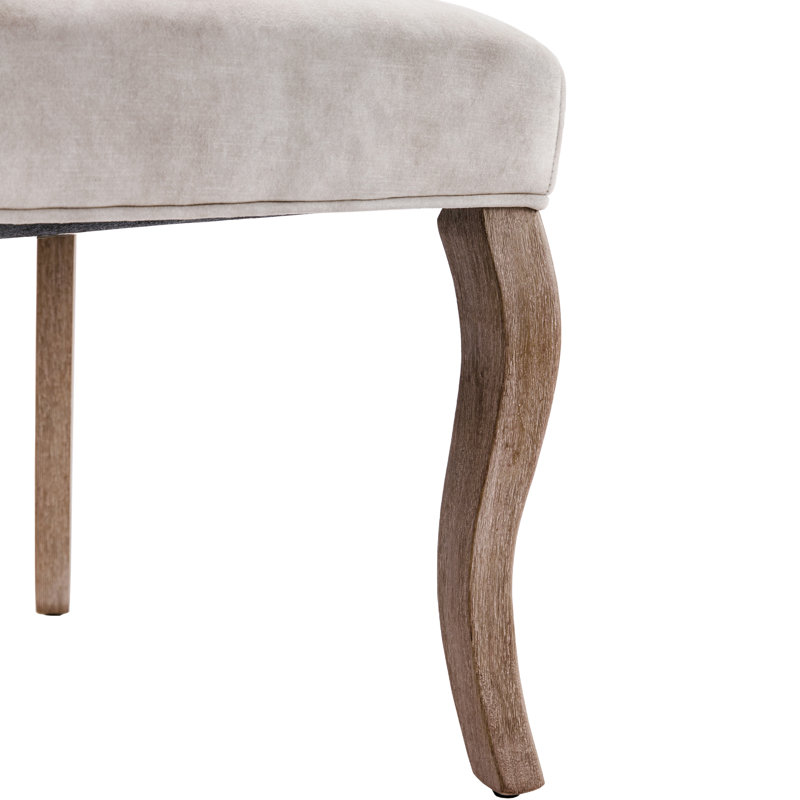Silsden 52cm H Velvet Upholstered Side Chair, Grey, Brown Wood