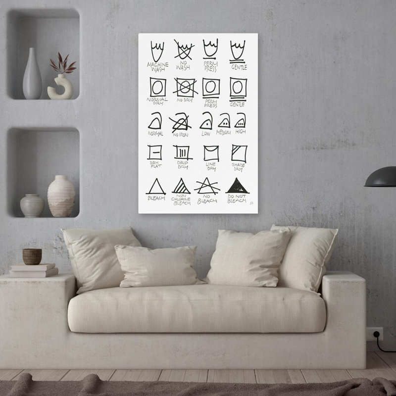 Blanchisserie, icônes, blanc, noir, noir et blanc, H 36 po x l 24 po