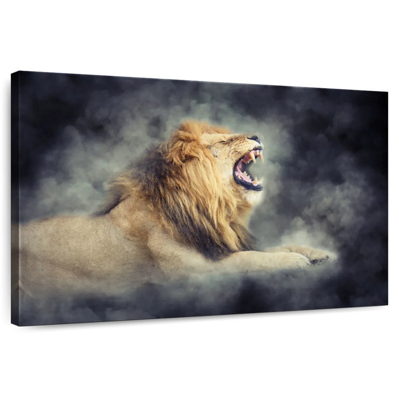 Lion sauvage brumeux Brampt, H 26 po x l 39 po