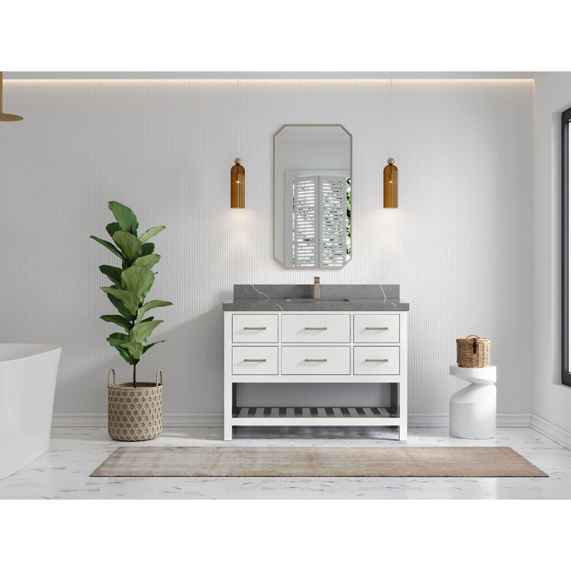 Ensemble de meuble-lavabo à simple cuve l 48 "Parker, Gris Piatra
