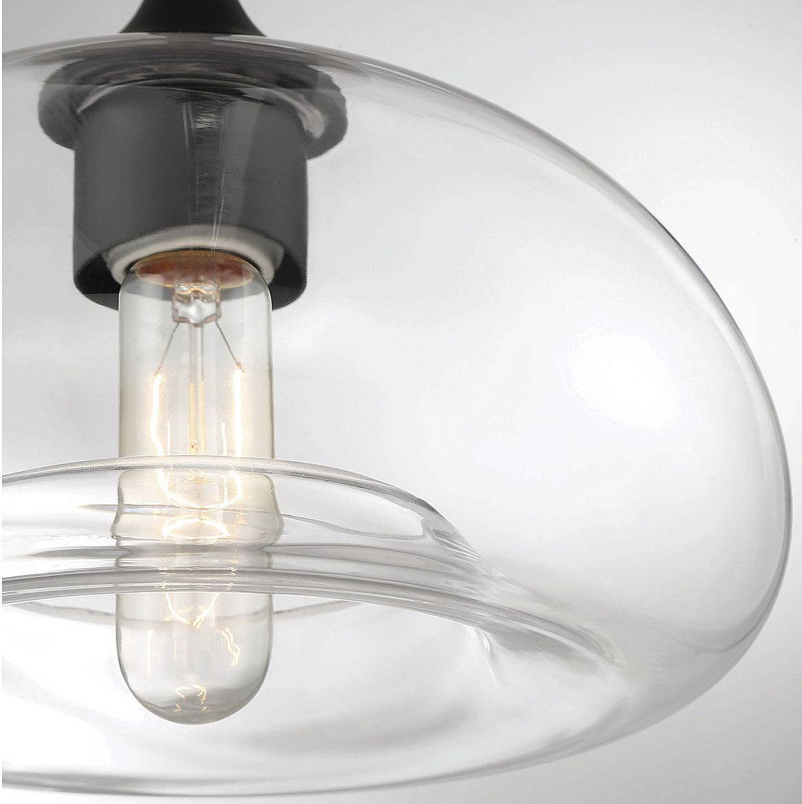 Lani Single Light Glass Semi Flush Mount, Matte Black