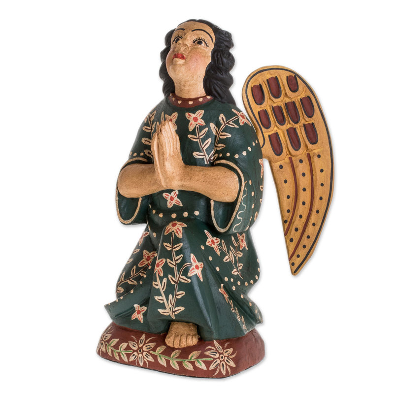 Figurine en bois fait main ange Dhyana