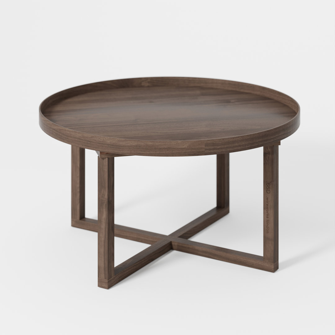 Bostic Solid Wood Tray Top Cross Legs End Table