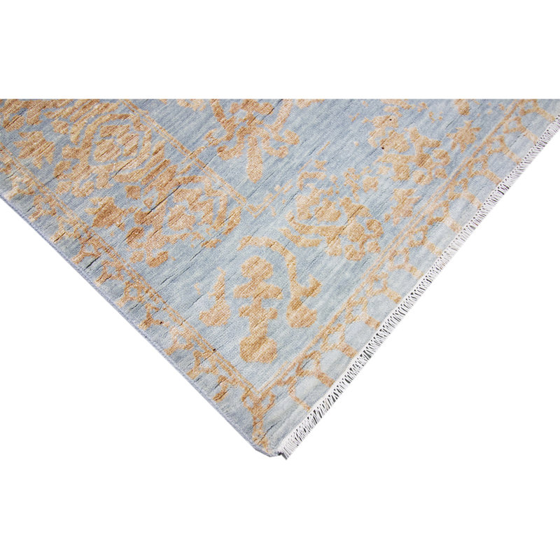 Damask Area Rug in Gold, Rectangle 9' x 12'