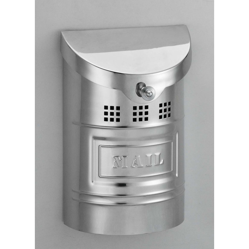 Boîte aux lettres murale en acier, Acier inoxydable poli avec étiquette amovible, H 13 po x l 8 po x P 3,5 po