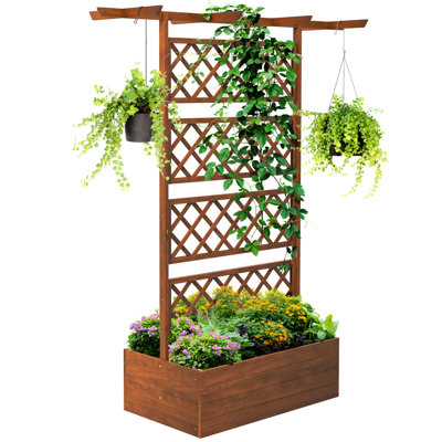 Garden Planter With Trellis - Raised Bed For Climbing Plants, Vines, Flowers, Veggies Large Root Sizes Veggies, Flowers