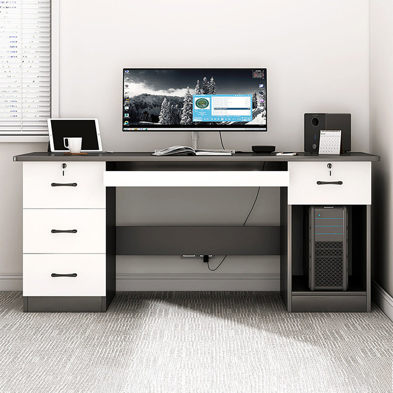 Bureau moderne minimaliste de 47 po de largeur avec tiroirs verrouillables et pour bureau d'angle