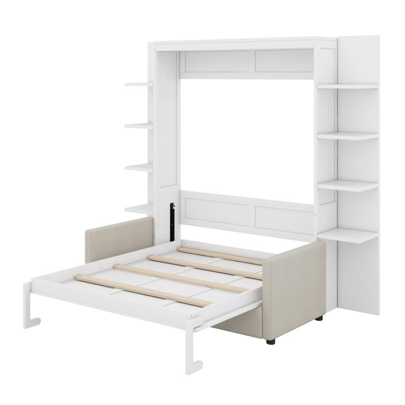 Grand lit escamotable avec canapé, Blanc