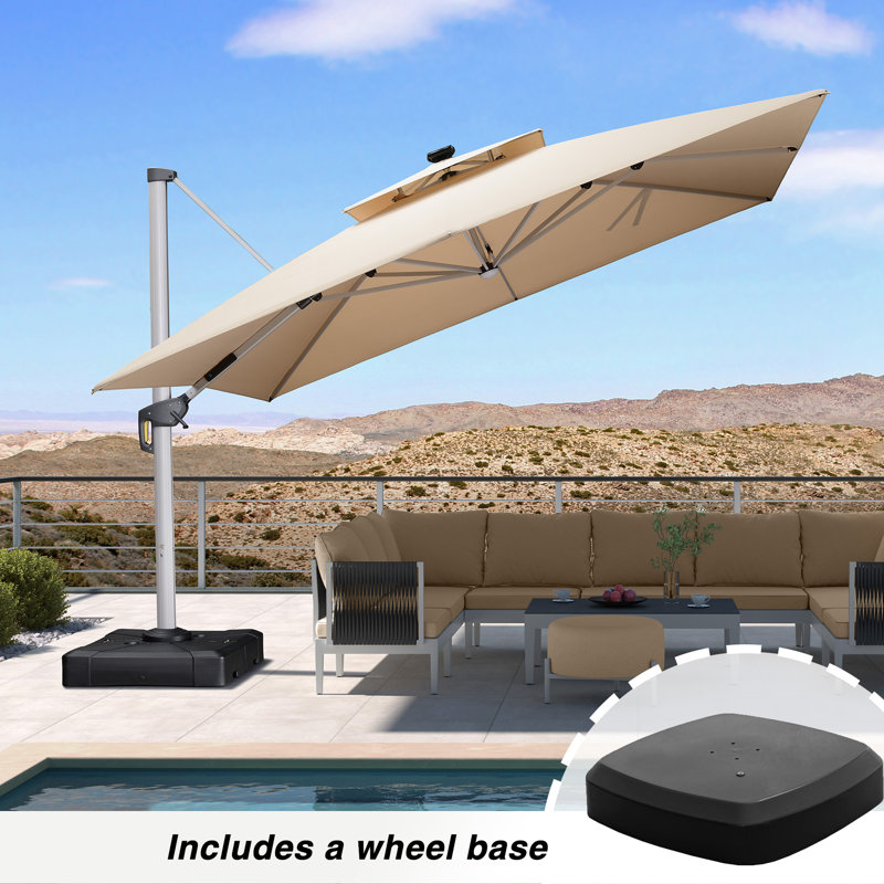 4m Square Cantilever Parasol, Beige