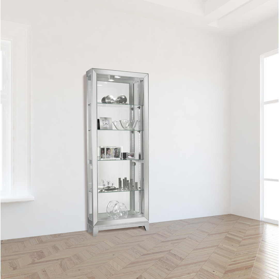 Jelisava Lighted Glass Curio Cabinet with Adjustable Shelves Latitude Run®