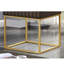 Table basse de style contemporain avec structure en métal et tiroirs dissimulés avec pieds en acier et glissières à roulement à billes