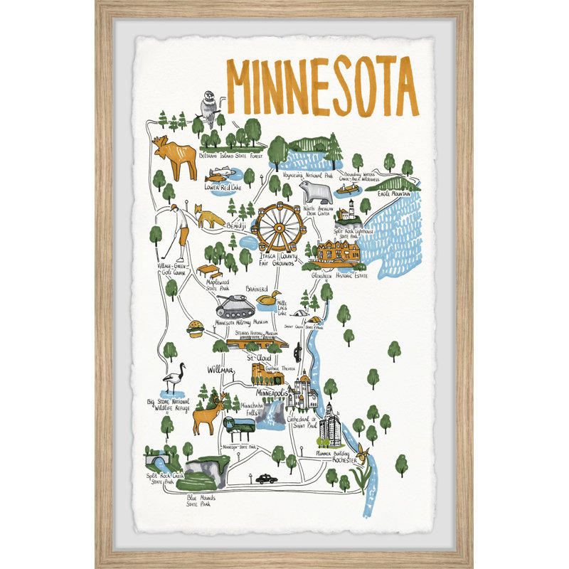 Gold Minnesota Spots - Reproduction d'art graphique sur papier encadré, H 30 po x l 20 po x P 1,5 po