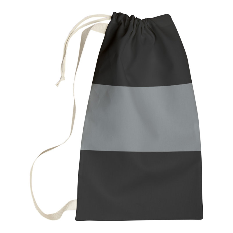 Fabric Laundry Bag with Handles, 36" H x 28" W x 1.5" D, Black/Dark Silver/Black