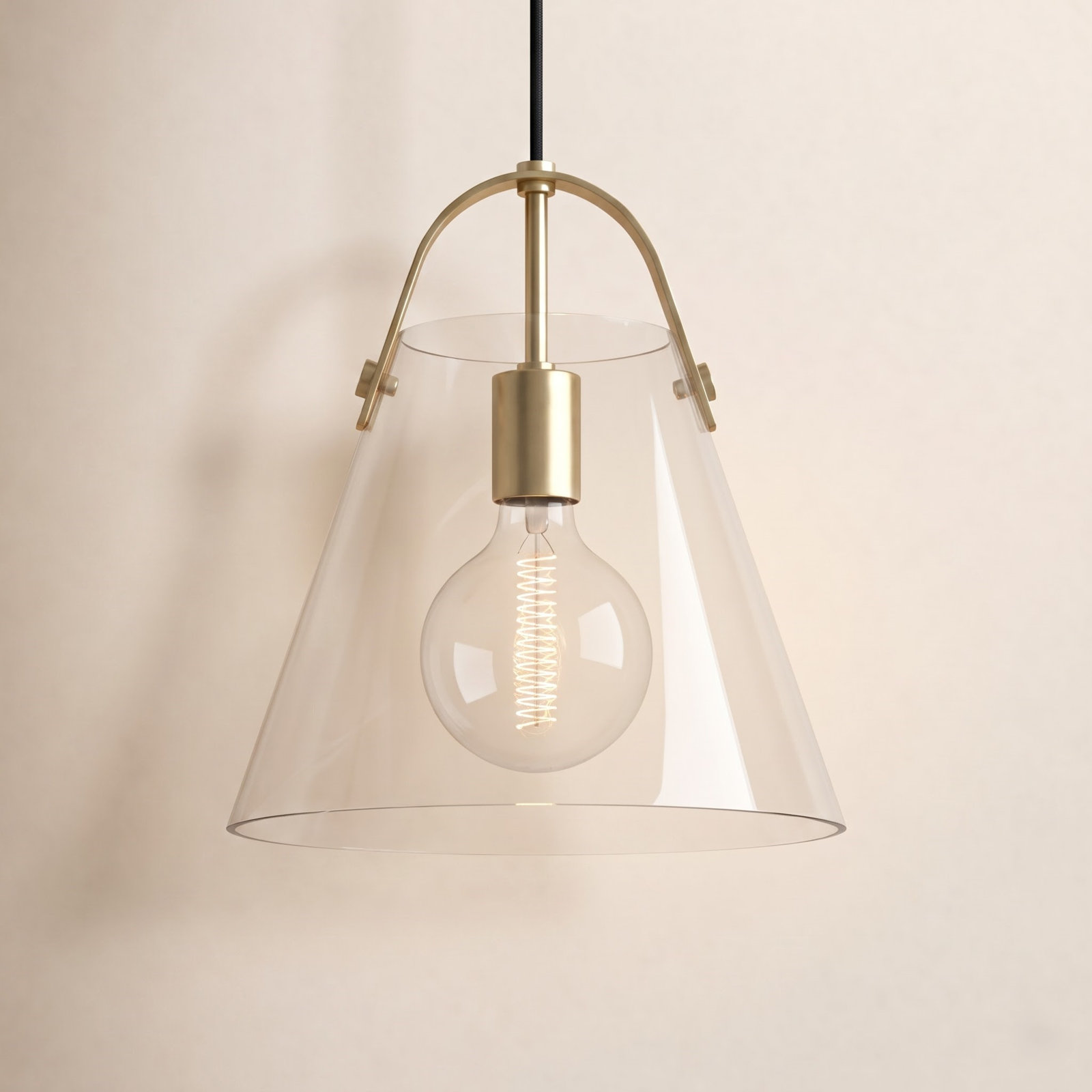 Peonie Single Light Cone Pendant, 13.75" H x 12.75" W x 12.75" D, Aged Brass