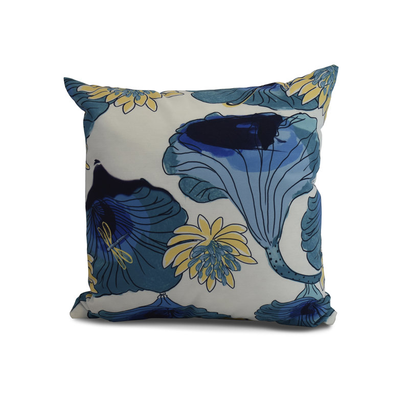Housse de coussin d'extérieur carré cubique Flare Flare, 16 po x 1 po, Bleu sarcelle