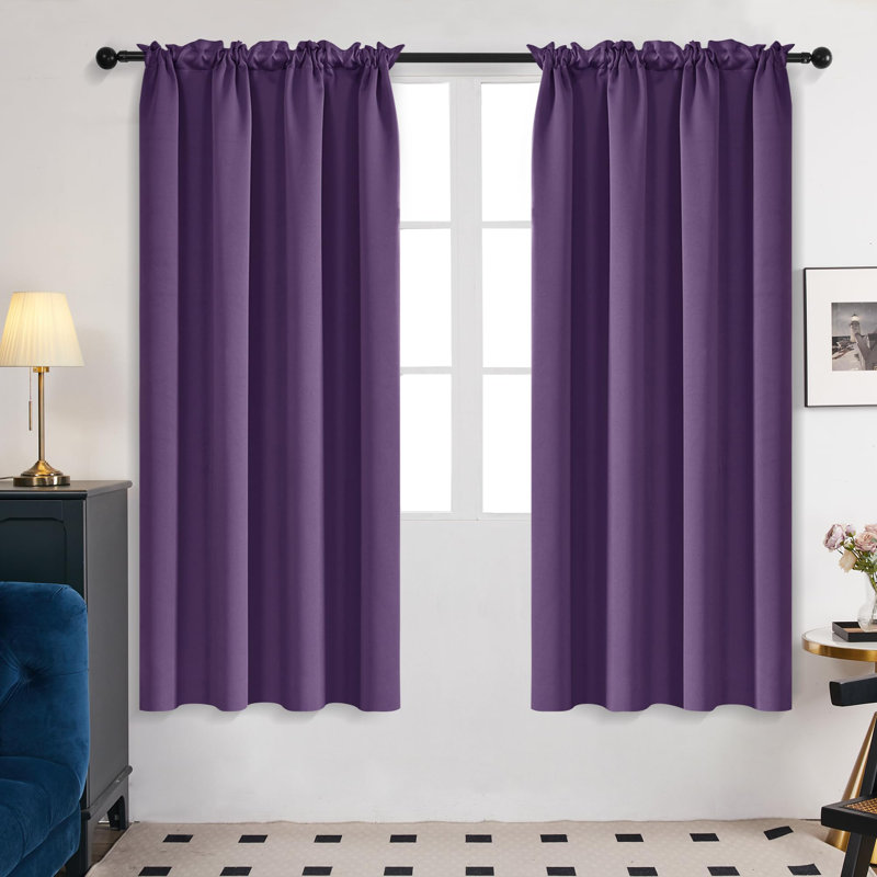 Room Darkening Rod Pocket Thermal Insulated Blackout Curtains (Set of 4), 42" W x 72" L, Light Gray