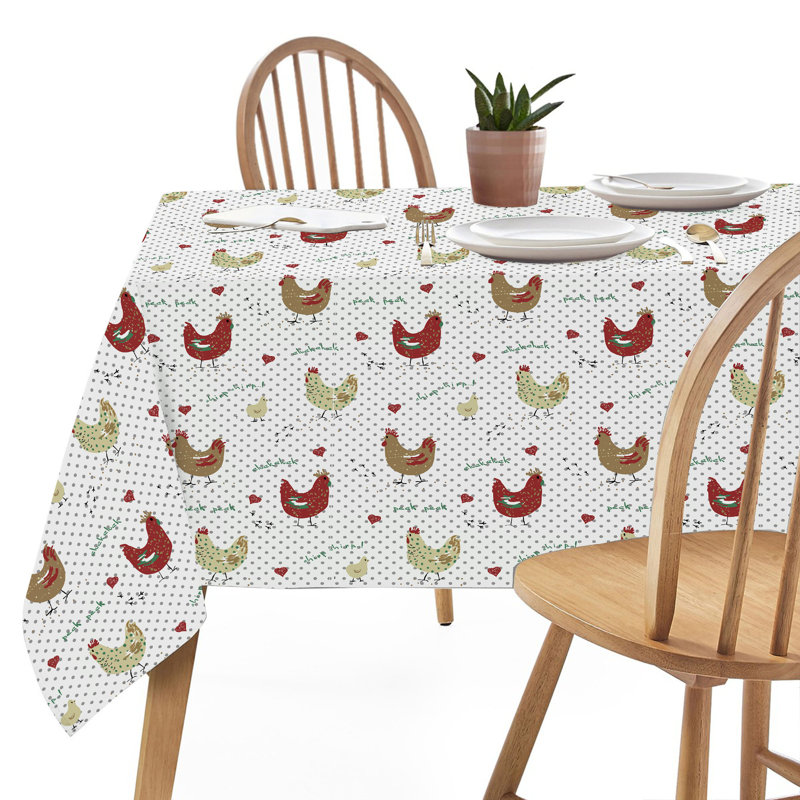 Nappe en coton (ronde 60 po) (poulet fermier), L 72 po x l 52 po
