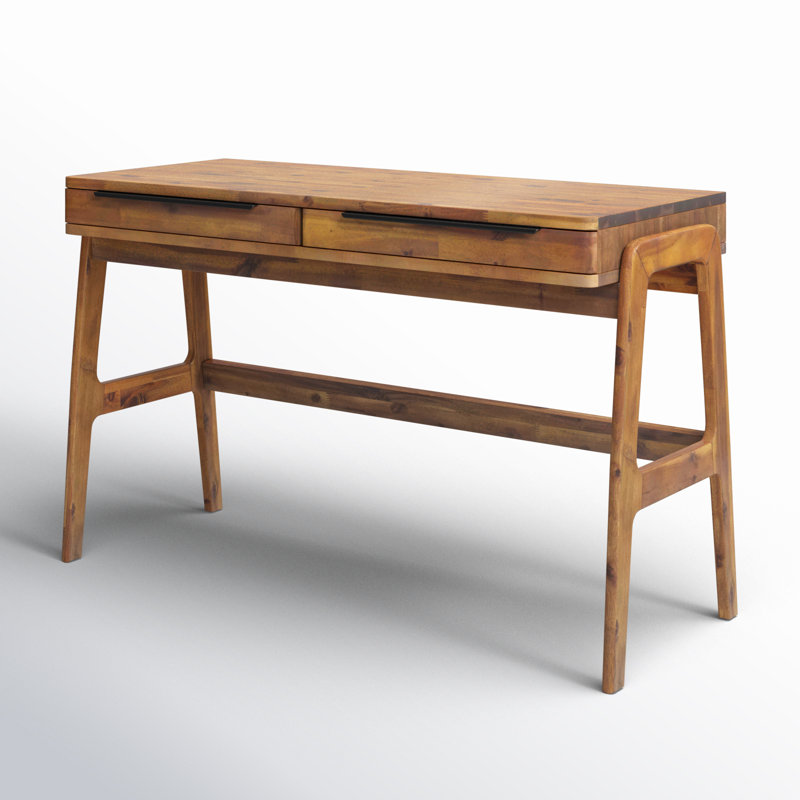 Sacario 49" Solid Acacia Wood Writing Desk with Drawers