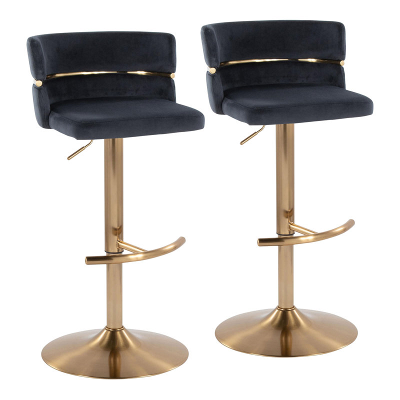 Lakyia Swivel Upholstered Adjustable Height Counter Stool with Metal Frame, Black