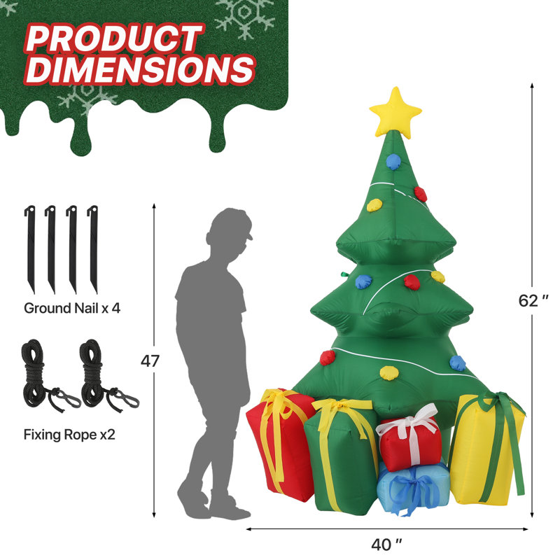 Arbre de Noël gonflable avec boîtes-cadeaux, décoration d'extérieur pour arbre de Noël gonflable à DEL