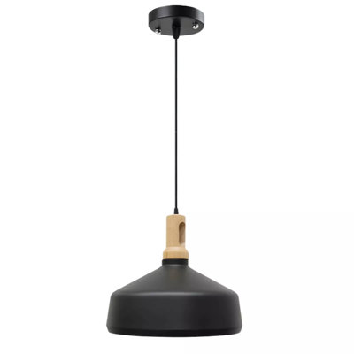 1 -Matte Black Dome Pendant Light – Modern Metal Nordic LED Hanging Lamp, Retro White Industrial Ceiling Fixture