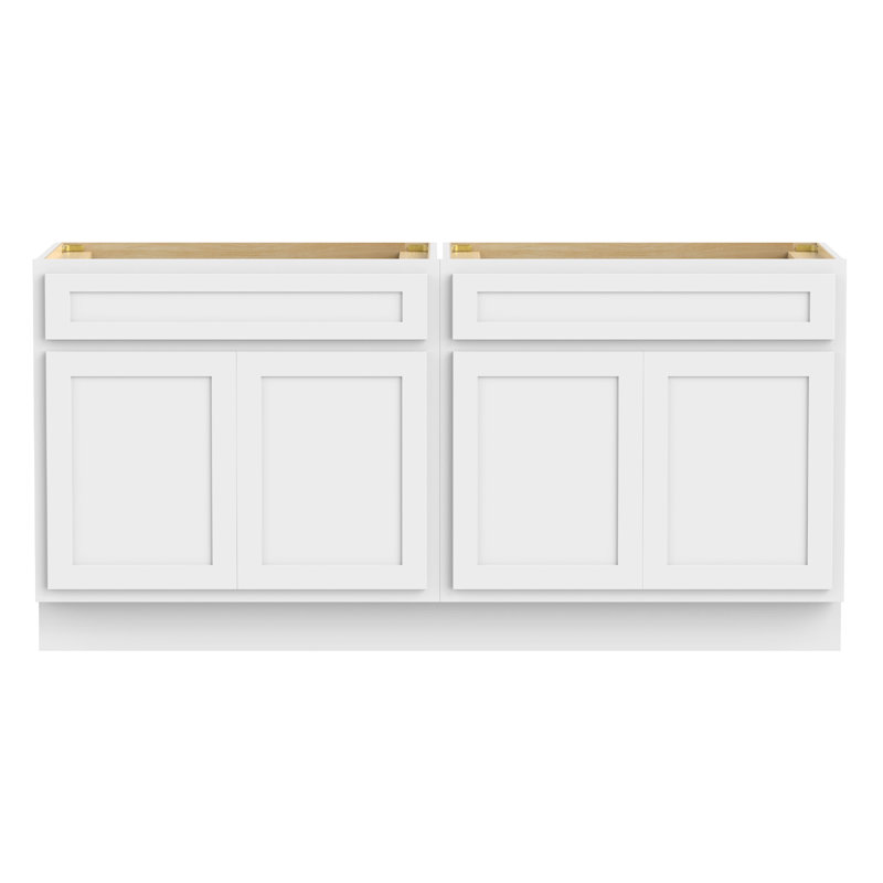 60" Double Bathroom Vanity Base Only, White