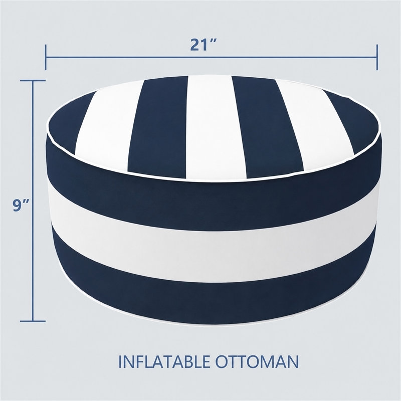 Ensemble de 2 repose-pieds gonflables d'extérieur 21 po x 21 po x 9 po, Blue and White Stripes
