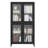 Metal Cabinet With 4 Glass Doors And Powder Coating - Black Classic Storage Tipping Feature For Kitchen